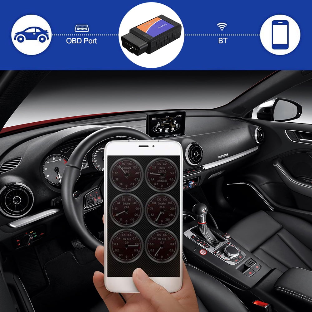 Black OBD OBDⅡ Scanner Tool Detector with BT Connection for IOS Android M2M1